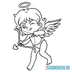 Раскраска ангел купидон стреляет