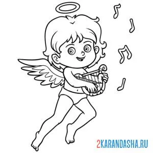 Раскраска ангел музыкант