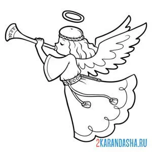 Раскраска ангел с трубой