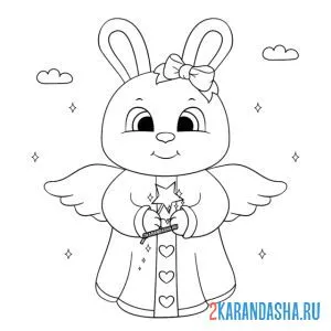 Раскраска зайка ангелок