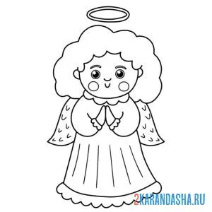 Раскраска ангел и нимб