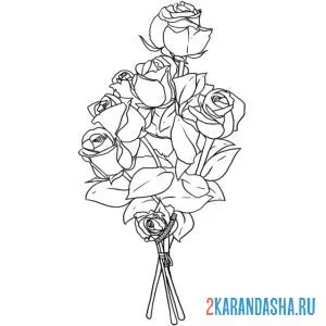 Раскраска розы без упаковки