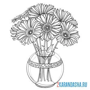 Раскраска красивый дачный букет
