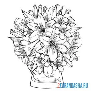 Раскраска лилии в букете