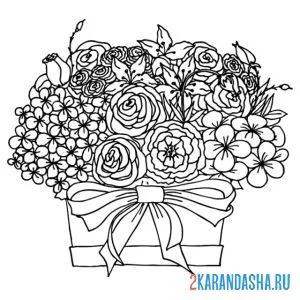Раскраска корзинка с цветами
