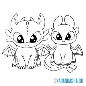 Раскраска беззубик и дневная фурия хорошая пара