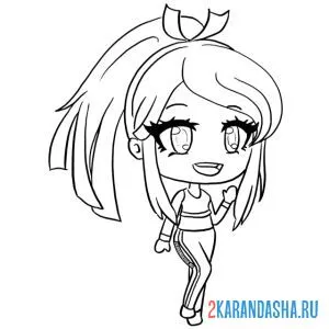 Раскраска аниме с прической гача лайф