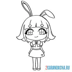 Раскраска аниме с ушками зайки гача лайф