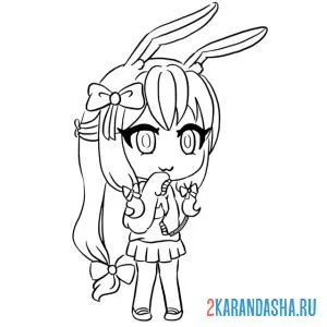 Раскраска гача лайф с ушками зайки