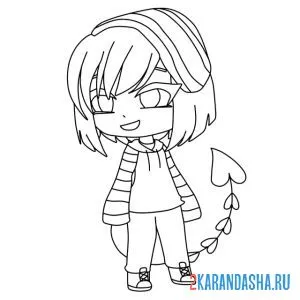 Раскраска гача лайф с хвостом