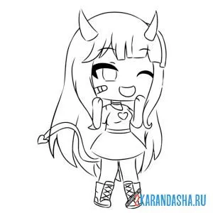 Раскраска гача лайф чертенок