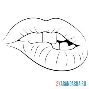 Раскраска закусанная губа