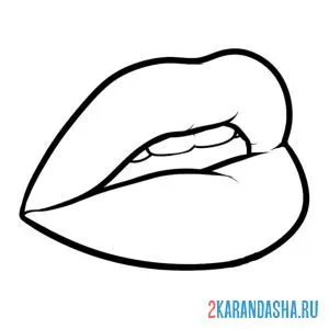 Раскраска приоткрытый рот с губами