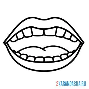 Раскраска рот с зубами