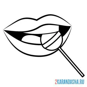 Раскраска чупа-чупс и губы