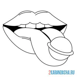Раскраска жвачка на языке