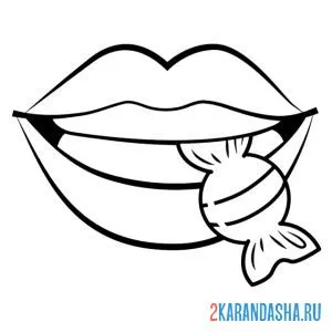 Раскраска губы с конфеткой