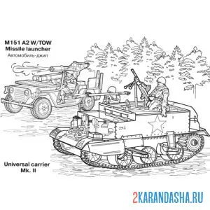 Раскраска мощные танки на войне