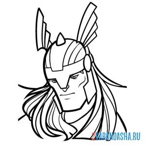 Раскраска бог тор в шлеме
