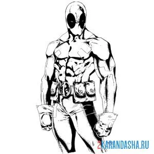 Раскраска дэдпул серьезный
