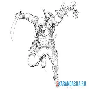 Раскраска дэдпул в полете