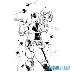 Раскраска смешной дэдпул
