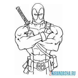 Раскраска дэдпул сосредоточенный