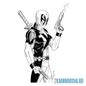 Раскраска дэдпул из американского комикса