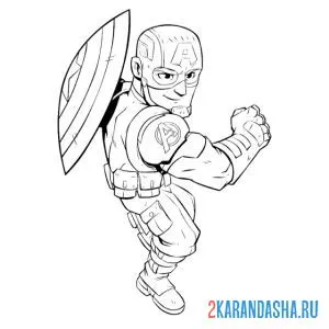 Раскраска забавный капитан америка