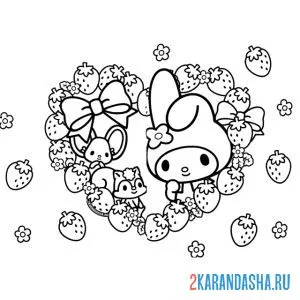 Раскраска май мелоди в сердечке
