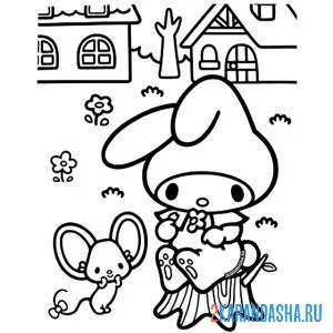 Раскраска май мелоди и мышонок