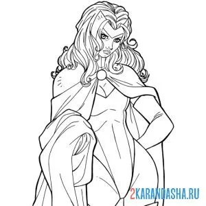 Раскраска алая ведьма марвел