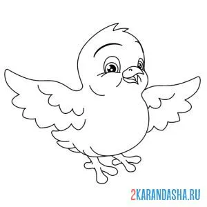 Раскраска птенчик учится летать
