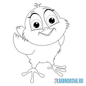 Раскраска цыпленок с большими глазами