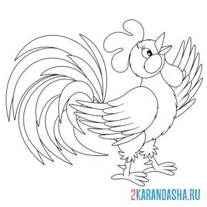 Раскраска петух кукарекает