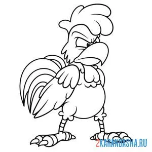 Раскраска злой петух