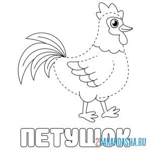 Раскраска обведи петушка