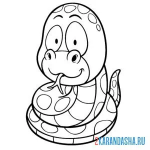 Раскраска маленькая змейка