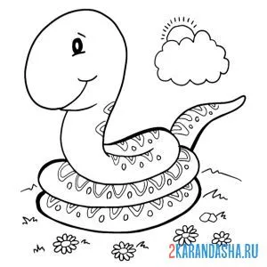 Раскраска безобидная змейка