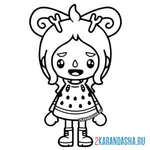 Раскраска девочка с бантом тока бока