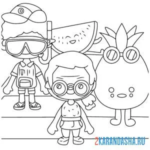Раскраска toca boca life world ананас