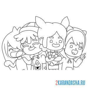 Раскраска toca boca life world молодые