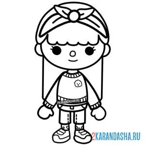 Раскраска девочка в бандане тока бока