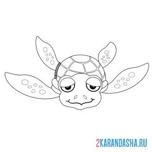 Раскраска грустная черепаха