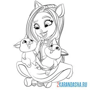 Раскраска петя пигги, поросята стрессел и ниша (энчантималс)