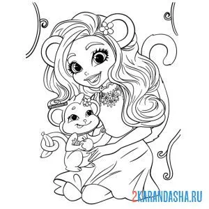Раскраска мерит мартыша и компасс (обезьянки) энчантималс