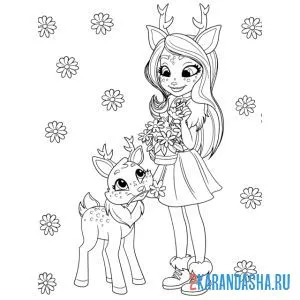 Раскраска данетта оленни и олень флит