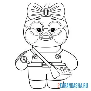Раскраска уточка лалафанфан с большой сумкой