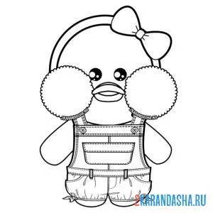 Раскраска уточка лалафанфан в комбинезоне