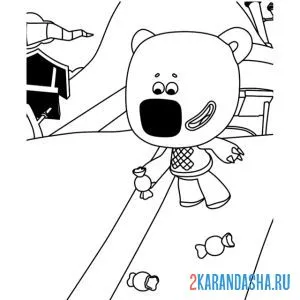 Раскраска ми-ми-мишки кеша на горке